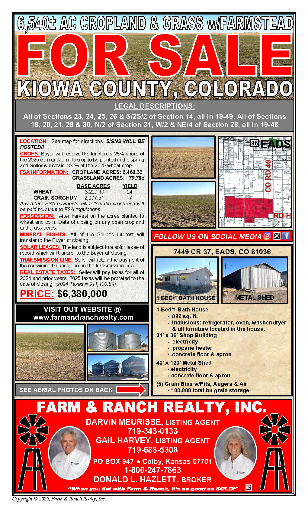 6,540± ACRES CROPLAND &amp; GRASS w/FARMSTEAD